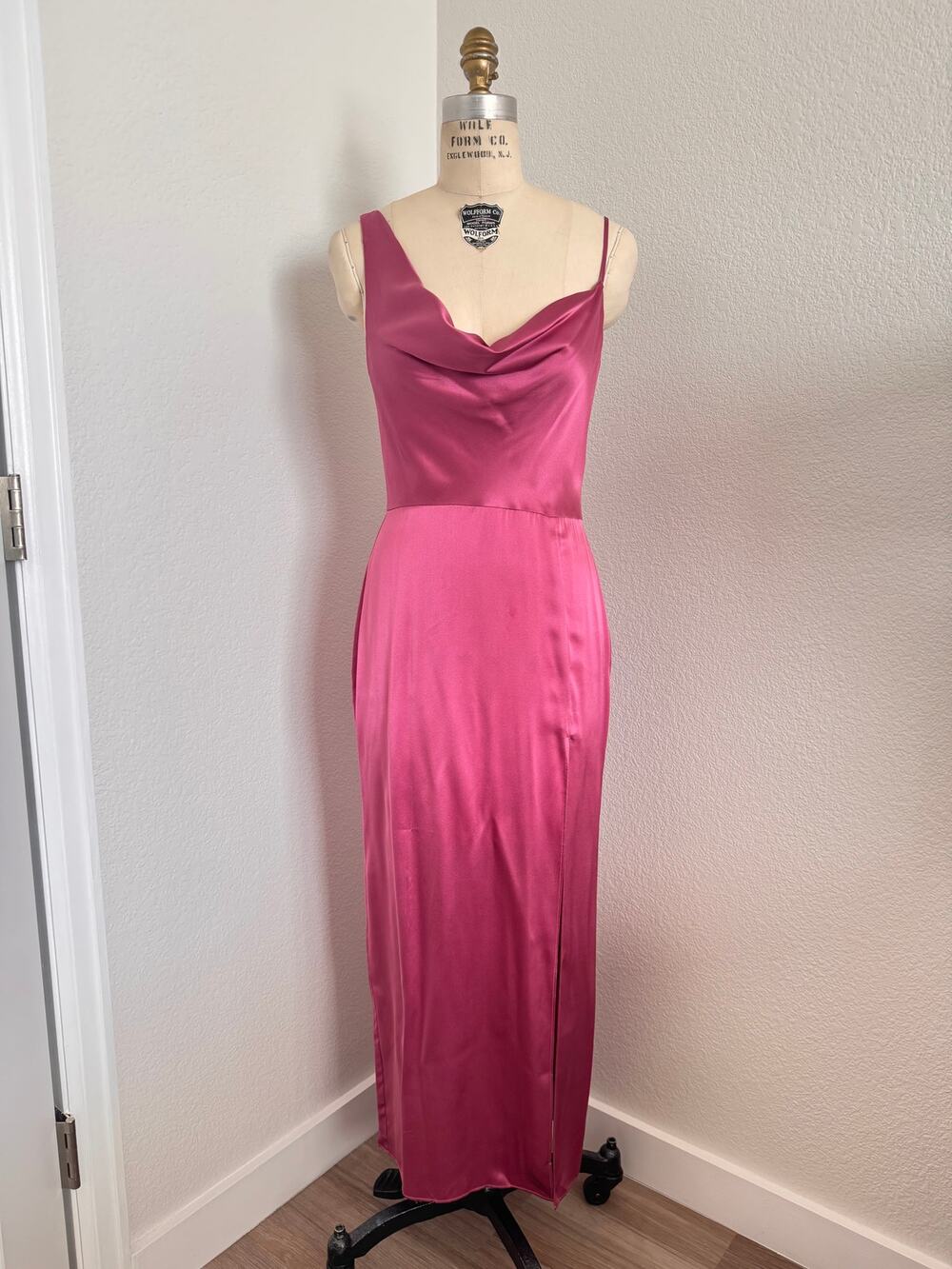 Amanda Uprichard | NWT 100% Silk Cowl Neck Slip Maxi Dress Berry Pink Size S